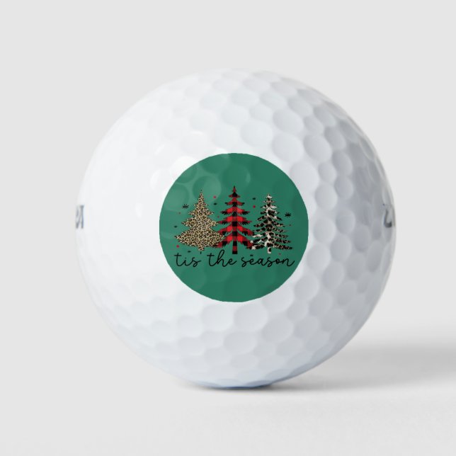 Balles De Golf "Tis the Season" Plaid Leopard Christmas Trees (Devant)