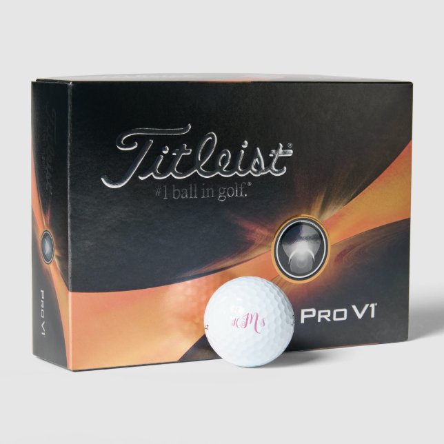 Balles De Golf Titleist Monogramme de script rose Pro V1 (Conditionnement)