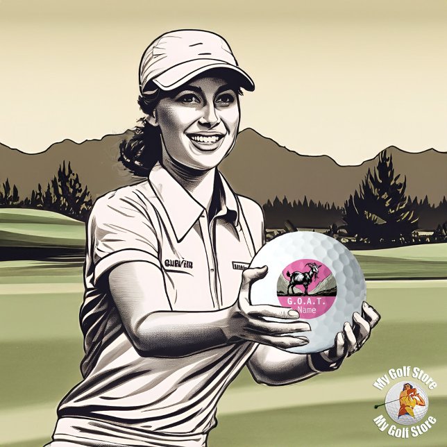 Balles De Golf Titleist personnalisé G.O.A.T. 2023 Pro V1 (Personalized G.O.A.T. Titleist 2023 Pro V1 Golf Balls.
Design: Roger Smith)