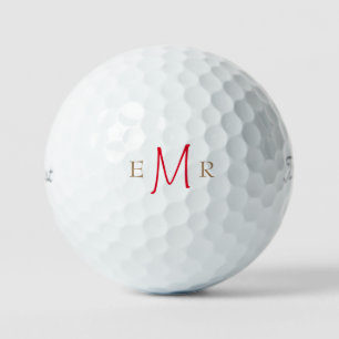 Balles De Golf Titulaire de monogramme rouge et or VI billes de g