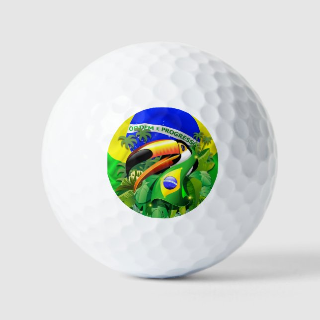 Balles De Golf Toco Toucan avec drapeau brésilien (Recto)