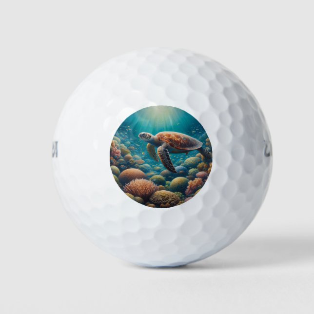 Balles De Golf Tortue de mer et corail (Devant)