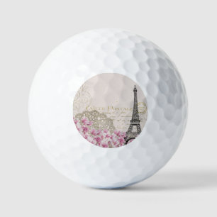 Balles De Golf Tour Eiffel vintage Paris France Romance Rose