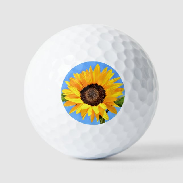 Balles De Golf Tournesol jaune sur Blue Sky Golf Balls (Recto)