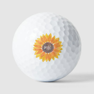 Balles De Golf Tournesol rustique personnalisé avec monogramme