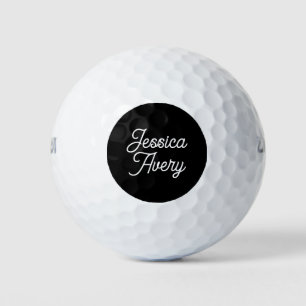 Balles De Golf Tout nom Script Vintage modifié sur noir
