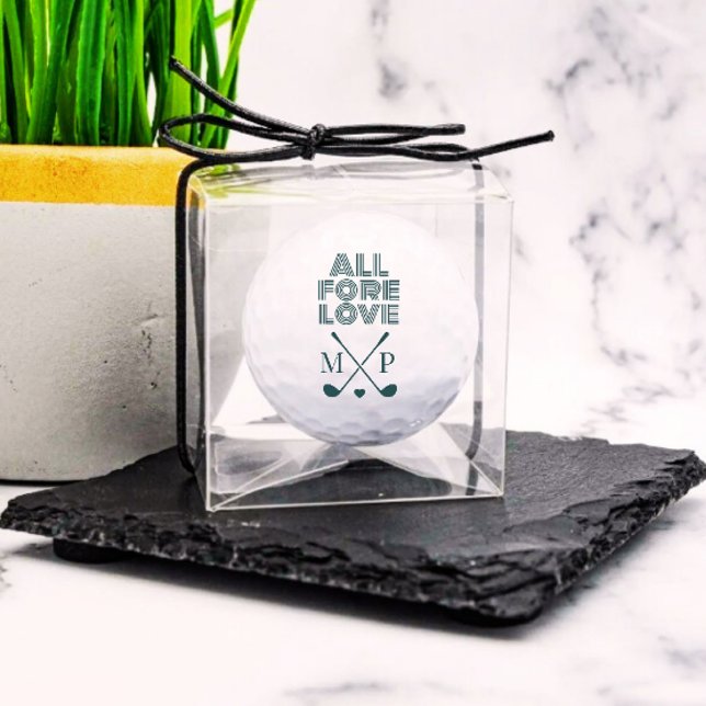 Balles De Golf Tout pour l'amour Monogramme | Vert foncé Moderne (All fore love modern monogram wedding design golf ball)
