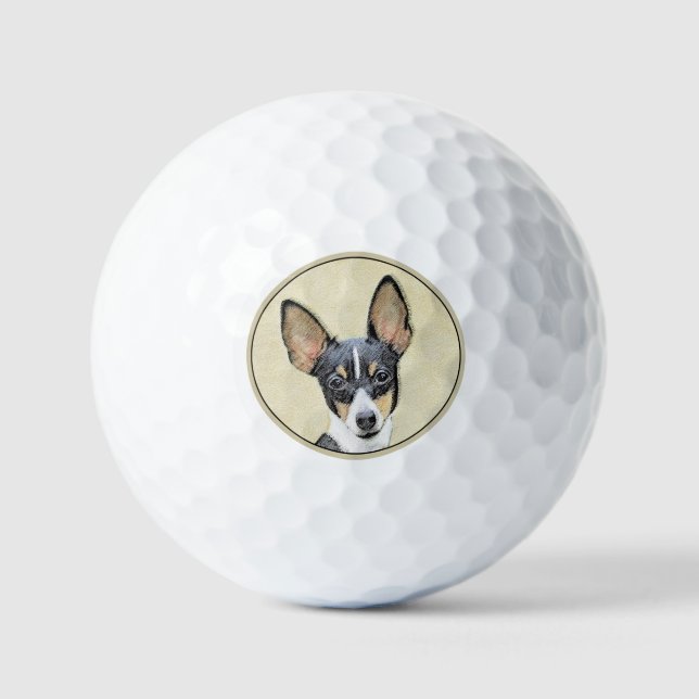 Balles De Golf Toy Fox Terrier Peinture - Cute Original Chien Art (Recto)