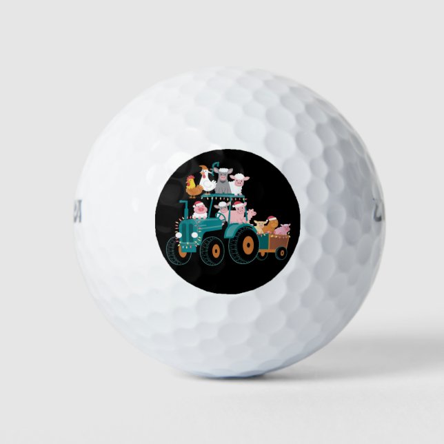 Balles De Golf Tracteur de Noël Ferme Drôle de Vacances  (Devant)