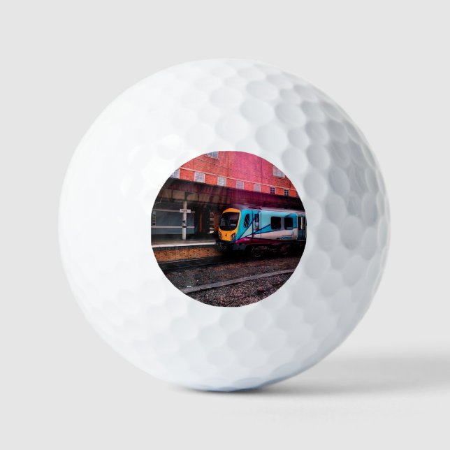 Balles De Golf Train bleu clair à la gare (Recto)