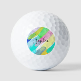 Balles De Golf Traits de couleur diagonaux, Nom, Art abstrait des