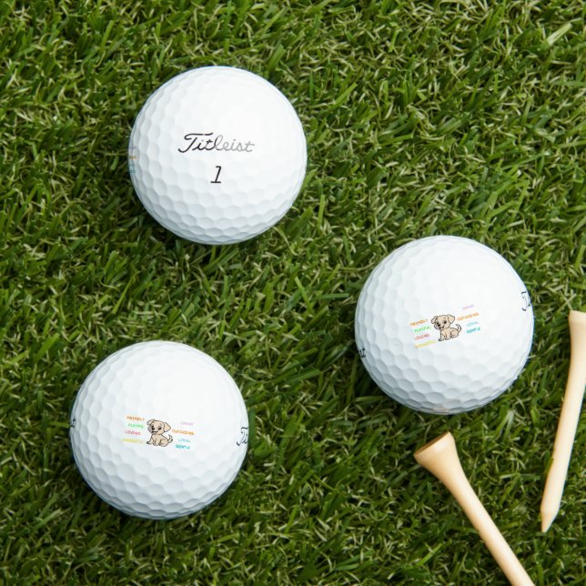 Balles De Golf Traits de Lab jaune Cartoon (Herbe in situ)