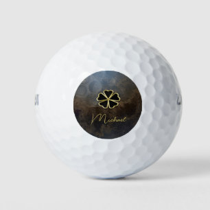 Balles De Golf Trèfle doré élégant, aspect cuir
