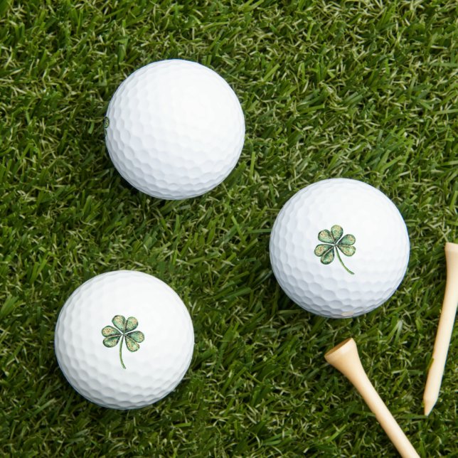 Balles De Golf Trèfle Glitz Or Vert   (Herbe in situ)
