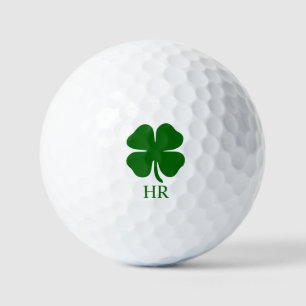 Balles De Golf Trèfle Vert Monogramme Personnalisé