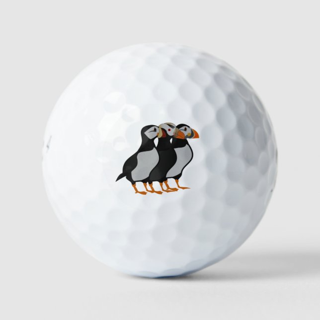 Balles De Golf Trois adorables Puffin debout ensemble Carton (Devant)