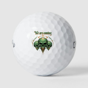 Balles De Golf Trois crânes verts avec Halo d'or et Exp Fierce