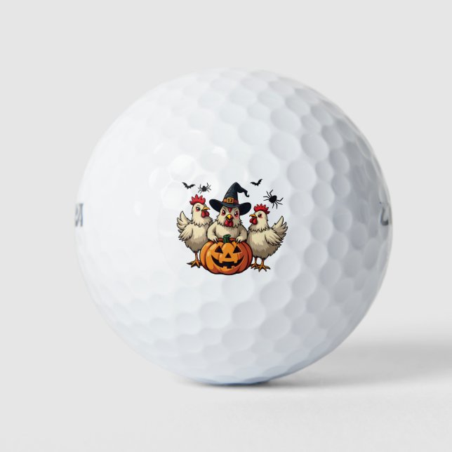 Balles De Golf Trois Éffrayant Halloween Poulet Farmer Chaud d'au (Devant)