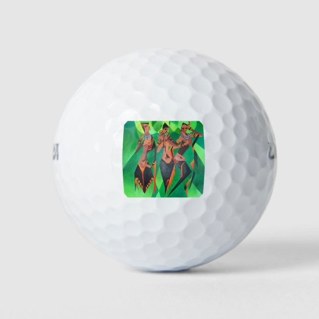 Balles De Golf Trois Femmes Noires Traditionnelles Ethniques Dans (Devant)