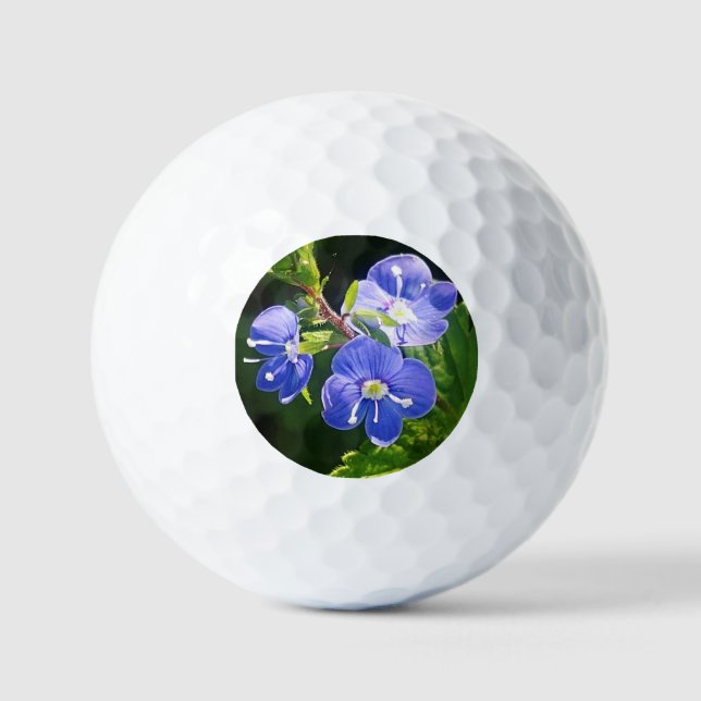 Balles De Golf Trois fleurs bleues (Recto)