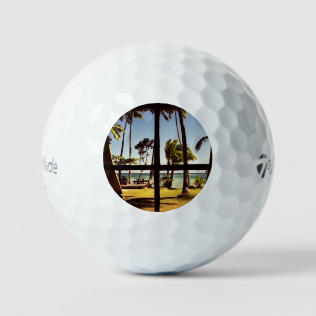 Balles De Golf Tropical Fiji Beach Scene tmtp5 gbcnm (Recto)