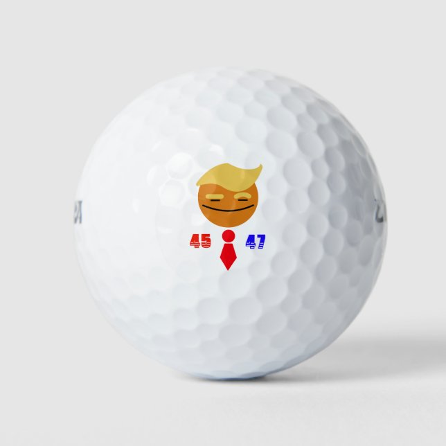 Balles De Golf Trump : Visage souriant à la Cravate rouge 45/47 (Devant)