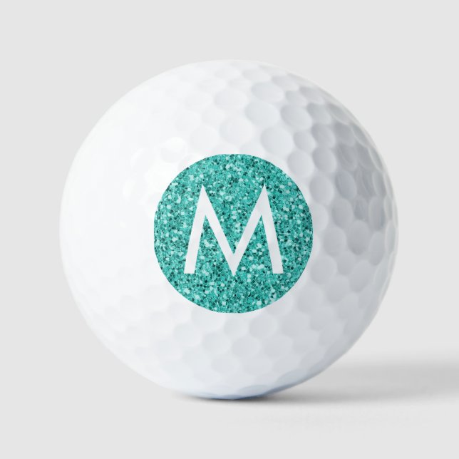 Balles De Golf Turquoise Bleu Personnalisé Initiale  (Recto)