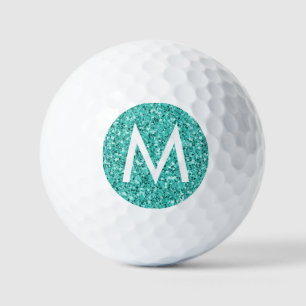 Balles De Golf Turquoise bleu turquoise personnalisé initial