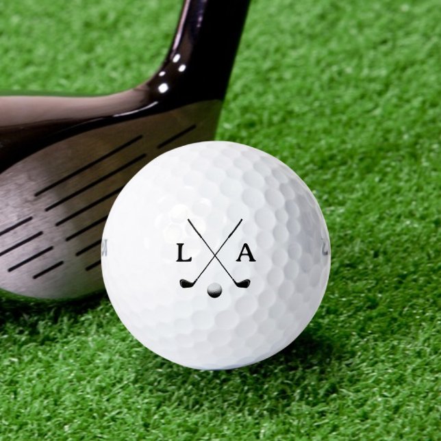 Balles De Golf Typographie de golf Initiales modernes Clubs & Bal (Créateur téléchargé)