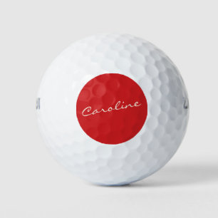 Balles De Golf Typographie de script personnalisée Nom Noël Rouge