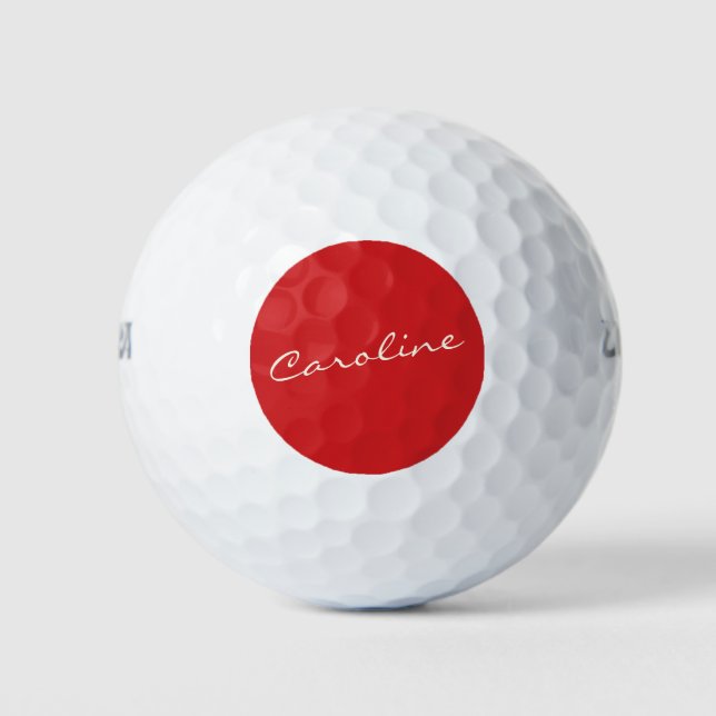 Balles De Golf Typographie de script personnalisée Nom Noël Rouge (Devant)