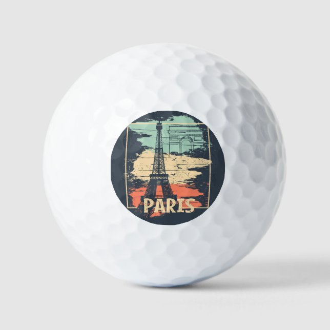 Balles De Golf Typographie parisienne : affiche Eiffel abstraite. (Recto)