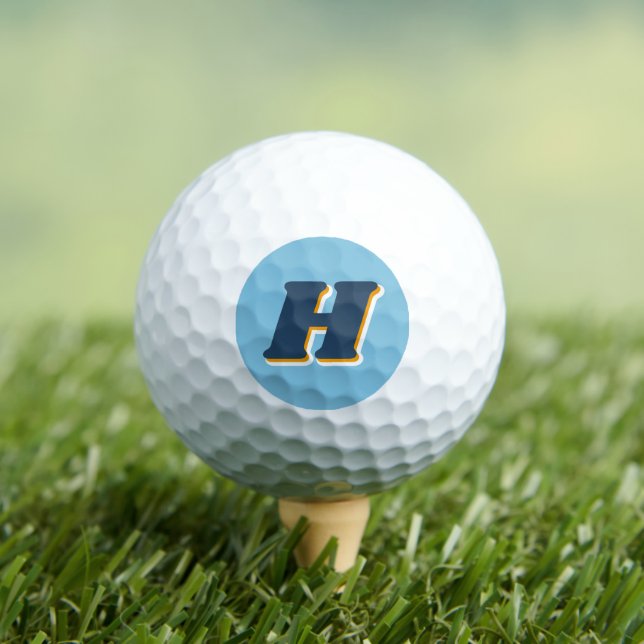 Balles De Golf Typographie Rétro Cool Monogramme Initial | Bleu (T-shirt Insitu)