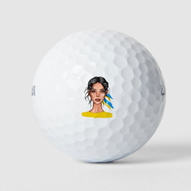 Balles De Golf Ukir Stop War Cheveux noirs (Devant)