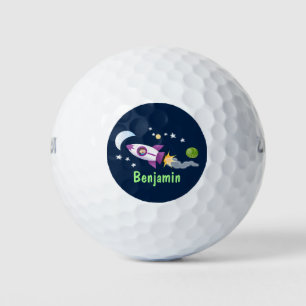 Balles De Golf Un adorable vaisseau-fusée dans l'espace dessin an