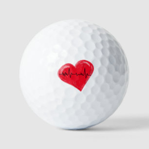 Balles De Golf Un design de cœur avec un battement de cœur au cen