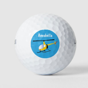 Balles De Golf Un joli hélicoptère de dessin animé jaune
