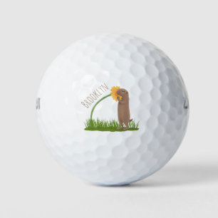 Balles De Golf Un mignon chien de prairie reniflant la caricature