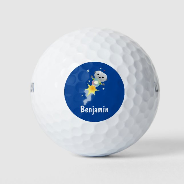 Balles De Golf Un mignon robot volant dans l'espace dessin animé (Devant)
