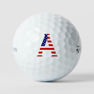 Balles De Golf Un monogramme superposé sur le drapeau américain t