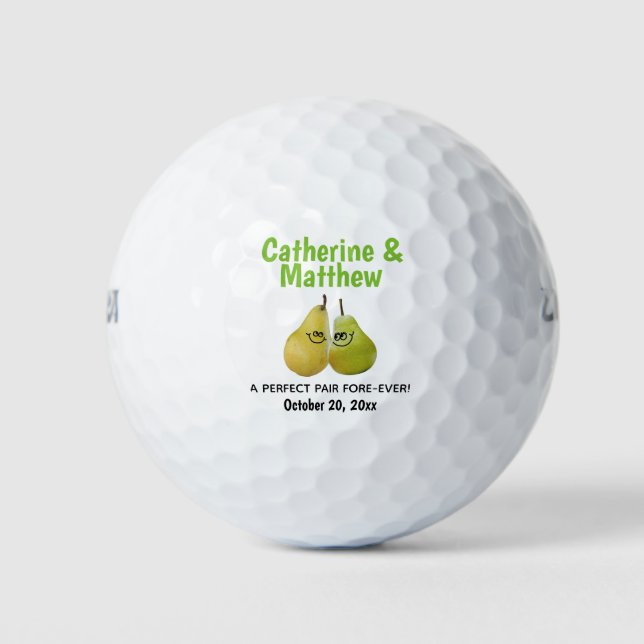 Balles De Golf Un parfait paire de caricature poire mariage Favor (Devant)