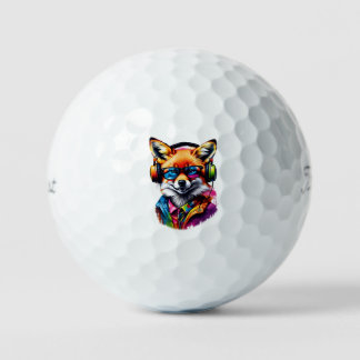 Balles De Golf Un renard dans les écouteurs et les lunettes