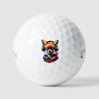 Balles De Golf Un renard dans les écouteurs et les lunettes