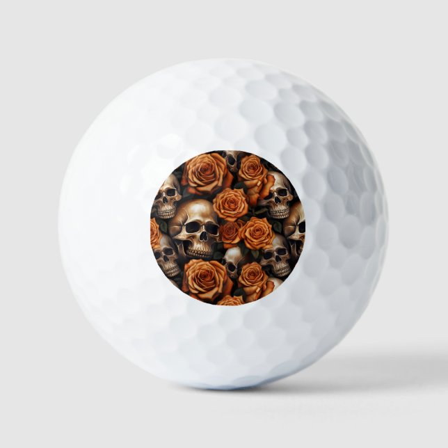 Balles De Golf Une série de crânes et de roses Design 9 (Recto)
