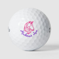 Unicorn Cute Nom Personnalisé Purple Pink Golf Ba