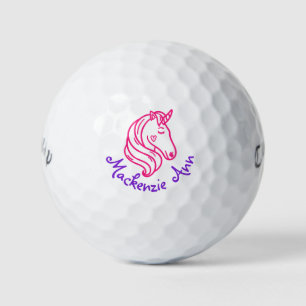 Balles De Golf Unicorn Cute Nom Personnalisé Purple Pink Golf Ba