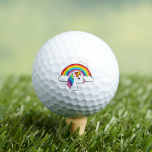 Balles De Golf Unicorne et arc-en-ciel avec nuages Kawaii