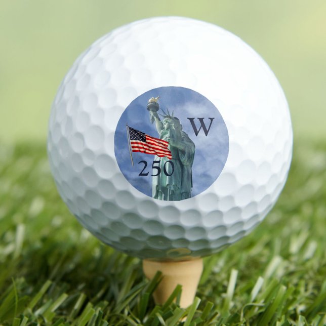 Balles De Golf USA 250 American Flag Statue of Liberty Monogram  (Créateur téléchargé)