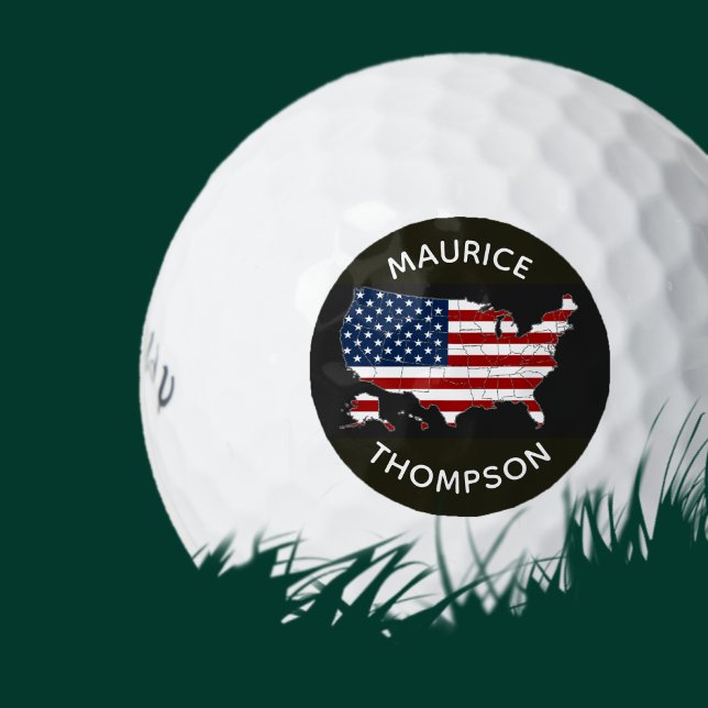 Balles De Golf USA American Flag Map Personnalisé Patriotique (Créateur téléchargé)