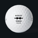 Balles De Golf Usher Black Bow Tie<br><div class="desc">These golf balls are a great favor for the ushers in your wedding. They feature a black bow tie with the usher's name above it in a modern CAP font and the words Usher along with the wedding date below. They'd be great for a bachelor party or weekend. The job...</div>